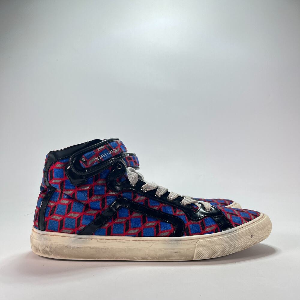 Pierre Hardy 101 Blue Velvet High Top Luxury Sneakers Men's Size US 11.5 EU 44